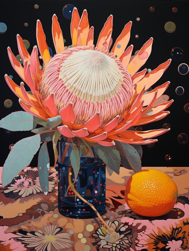 Surreal Florals Protea 3 Flower Painting