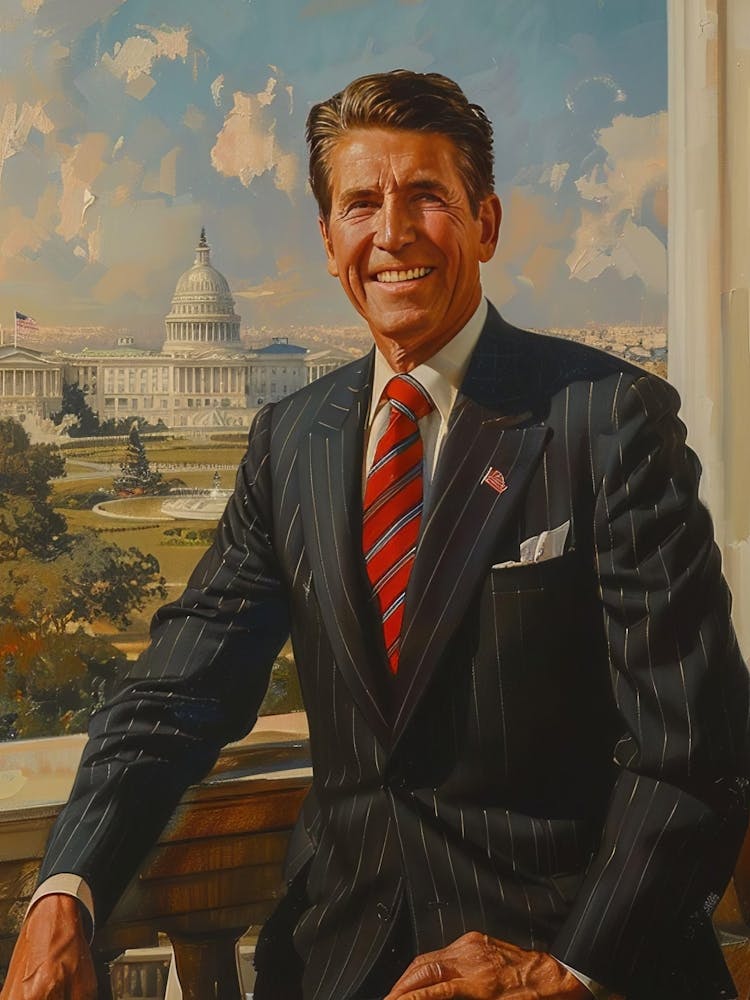 President Reagan Portrait Poster, Political Home Decor, Wall Art Gift, Republican, President Poster, History Print, Gift Decor