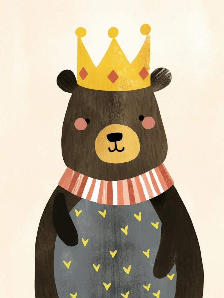 Little Black Bear 2 Wearing A Crown