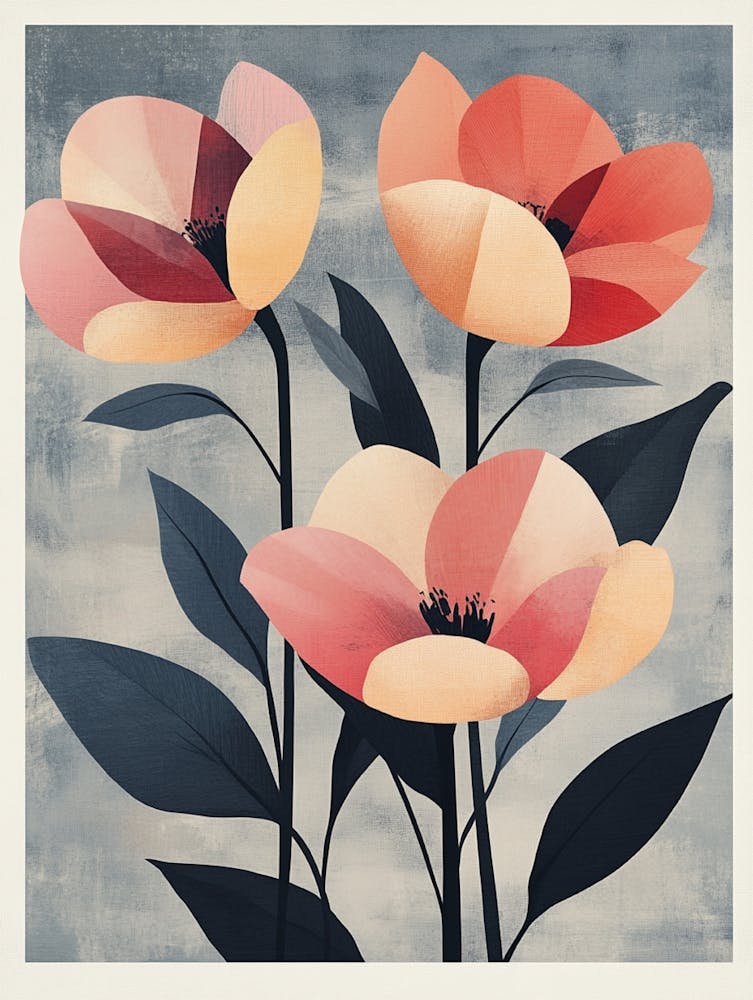 Three Pink Flowers