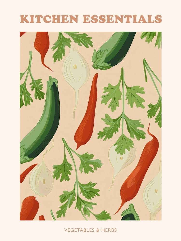 Vegetables & Herbs Pattern 2 Poster