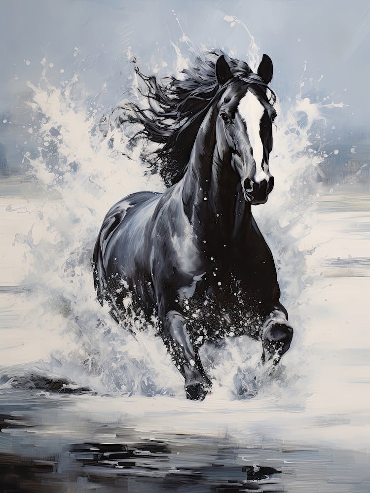 A Horse Oil Painting In Maui Beaches Hawaii, Usa, Portrait 1