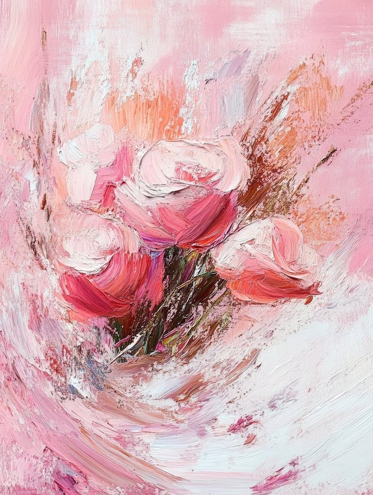 Pink Textured Oil Painting