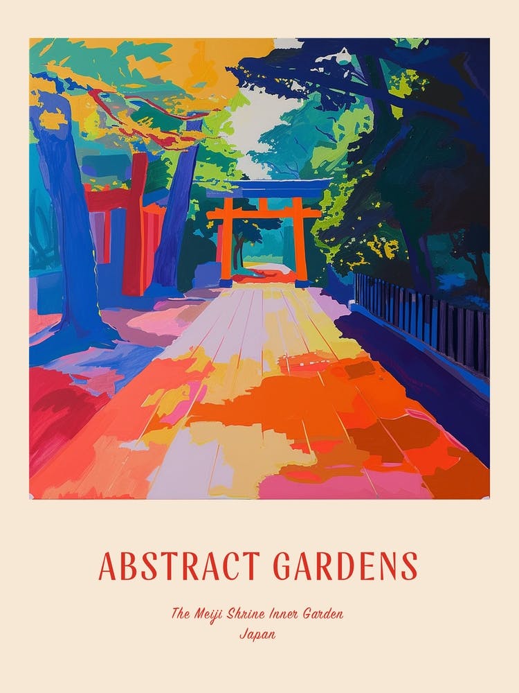 Colourful Gardens The Meiji Shrine Inner Garden Japan 4 Red Poster