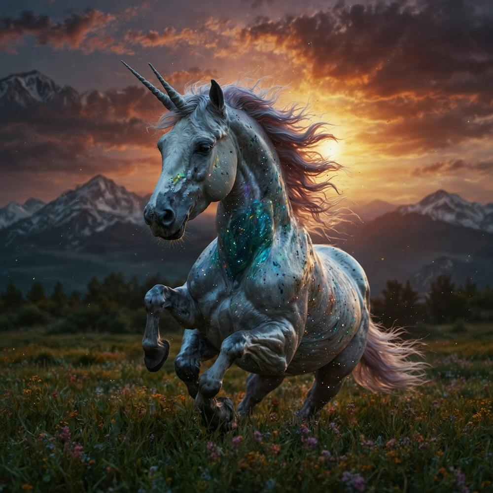 Unicorn At Sunset