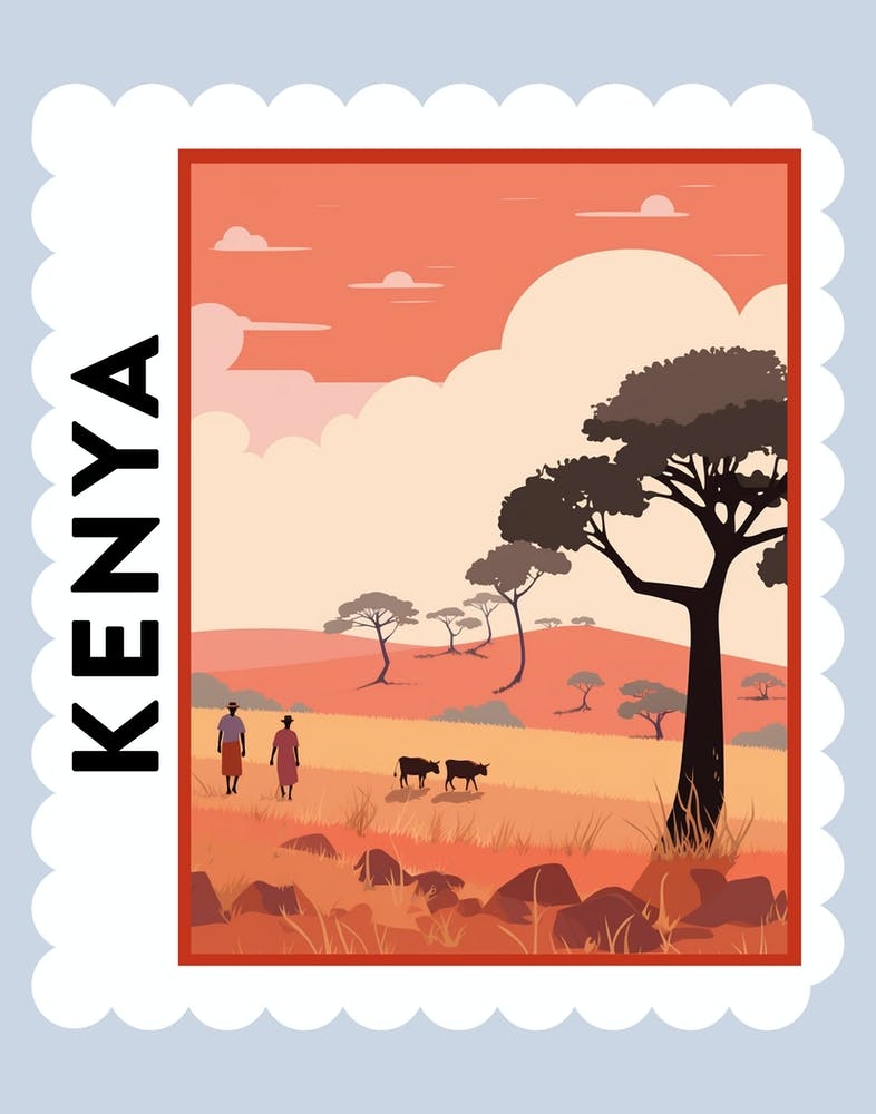 Kenya Travel Stamp Poster