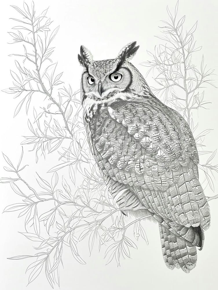 Verreauxs Eagle Owl Drawing 3