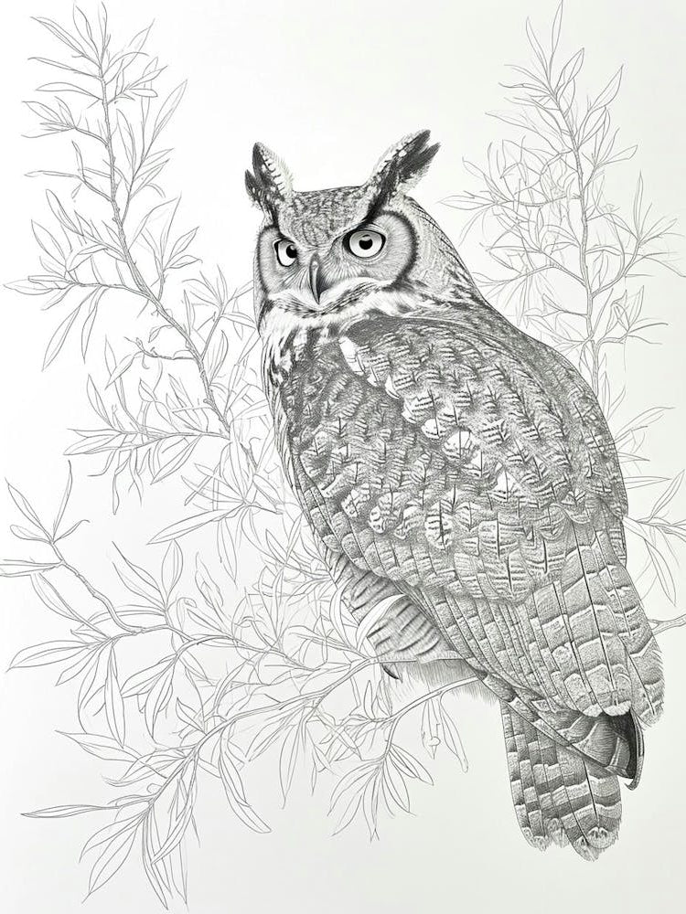 Verreauxs Eagle Owl Drawing 3