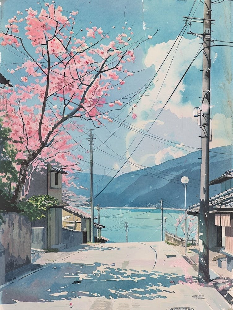 Beppu Japan 2 Retro Illustration