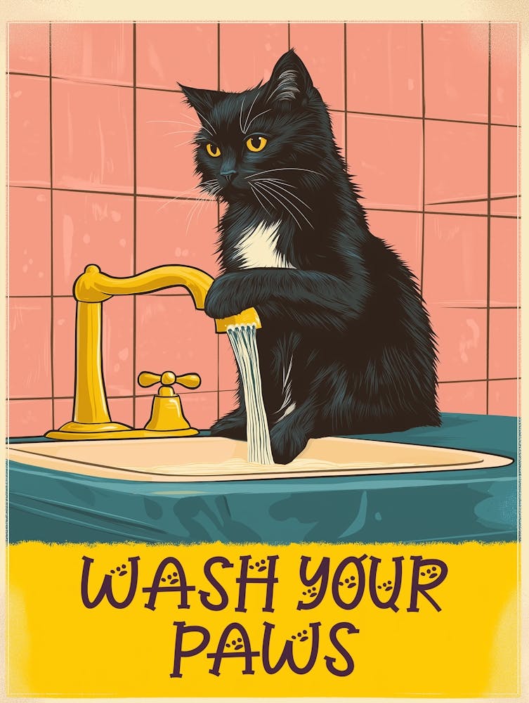 Wash Your Paws Cat Bathroom