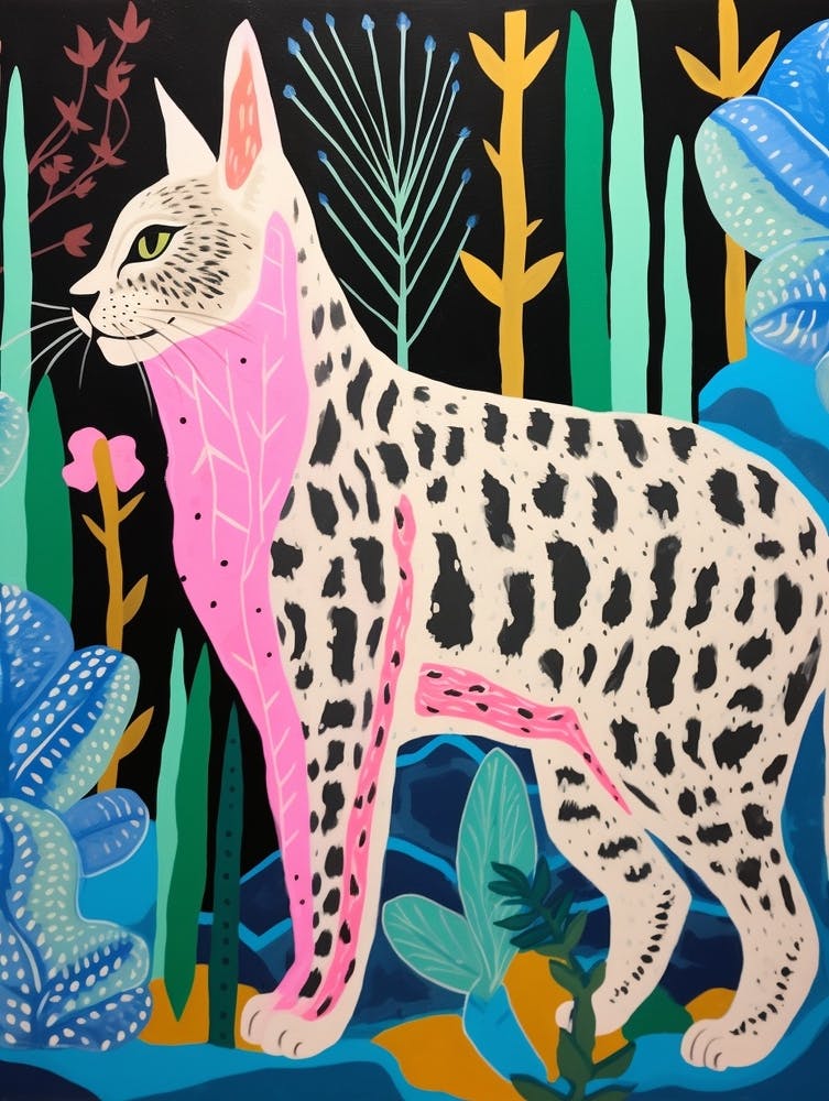 Maximalist Animal Painting Bobcat 2