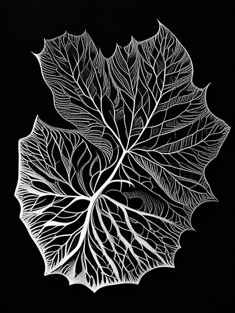 Marshmallow Leaf Linocut 3