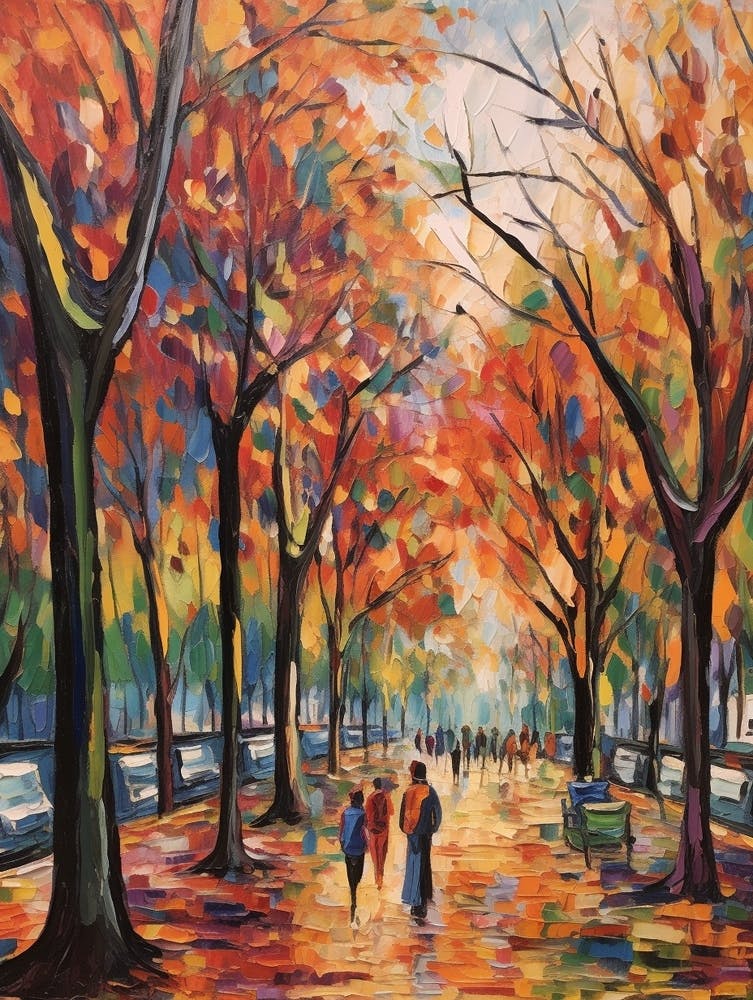 Autumn City Park Painting Battersea Park London 3