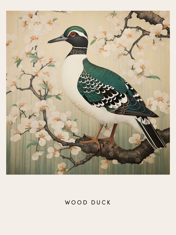 Ohara Koson Inspired Bird Painting Wood Duck 2 Poster