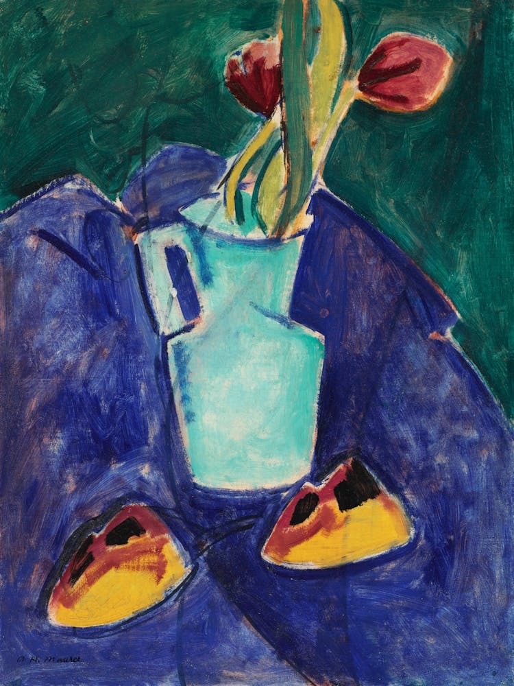 Tulips In A Blue Vase