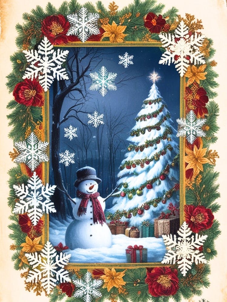 William Morris Snowman And Christmas Tree