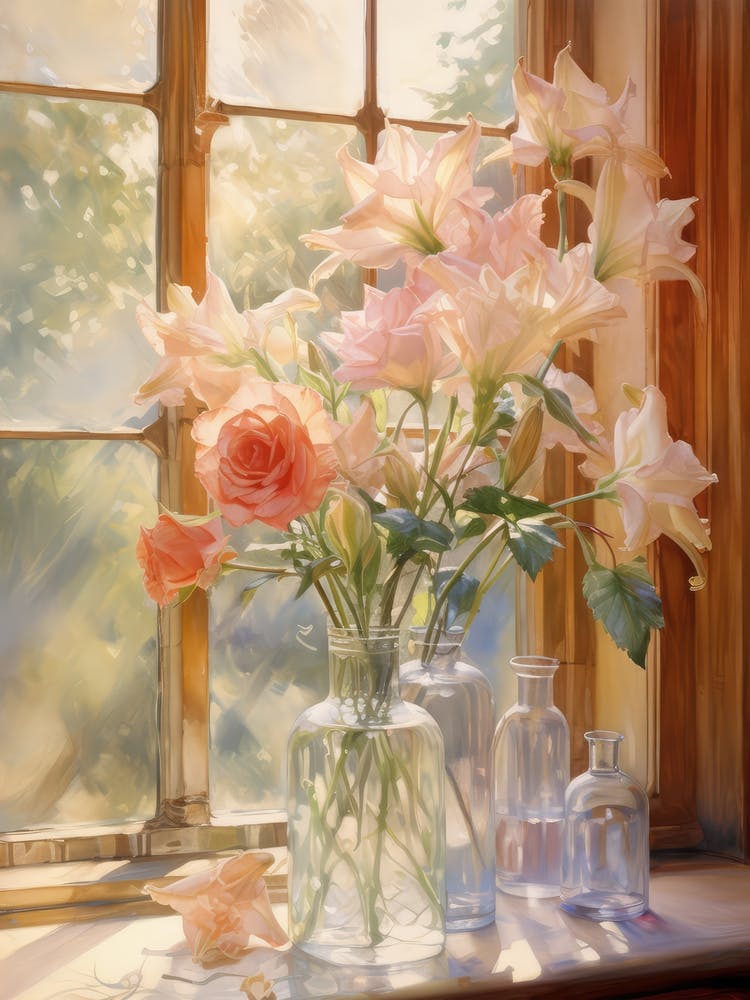 Blumen auf einem sonnigen Fensterbrett