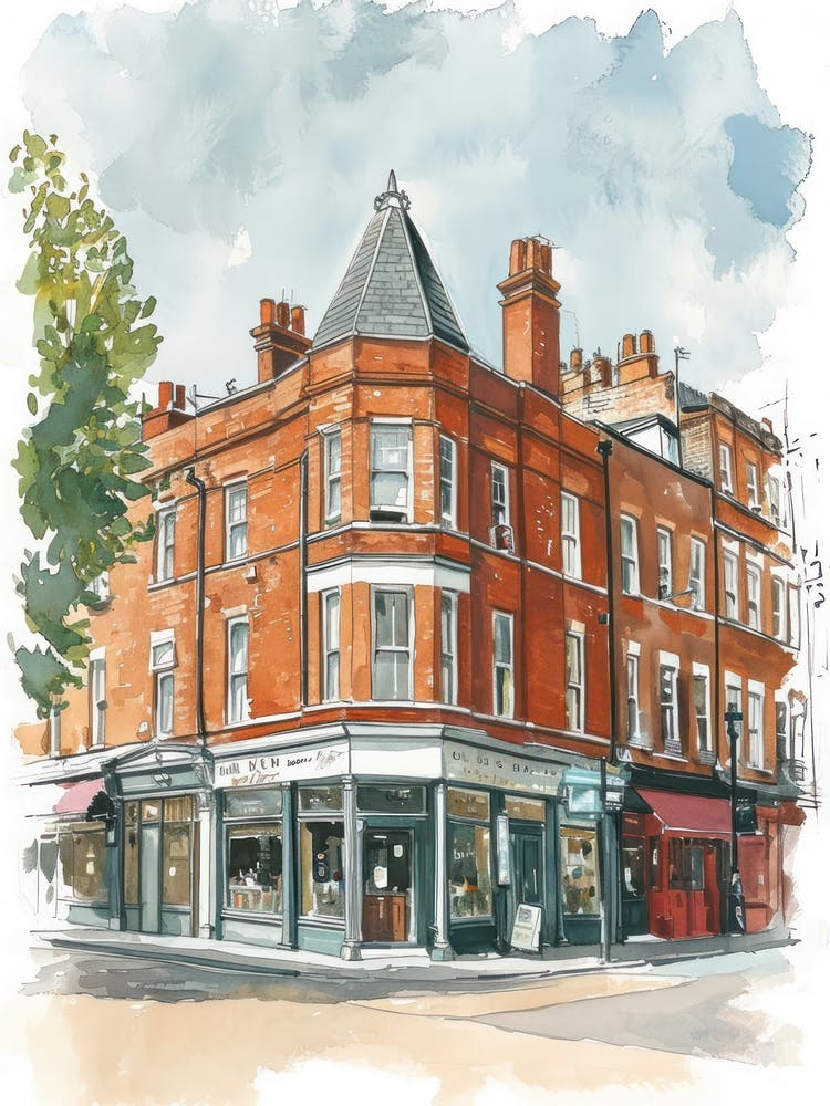 Harrow London Borough   Street Watercolour 1