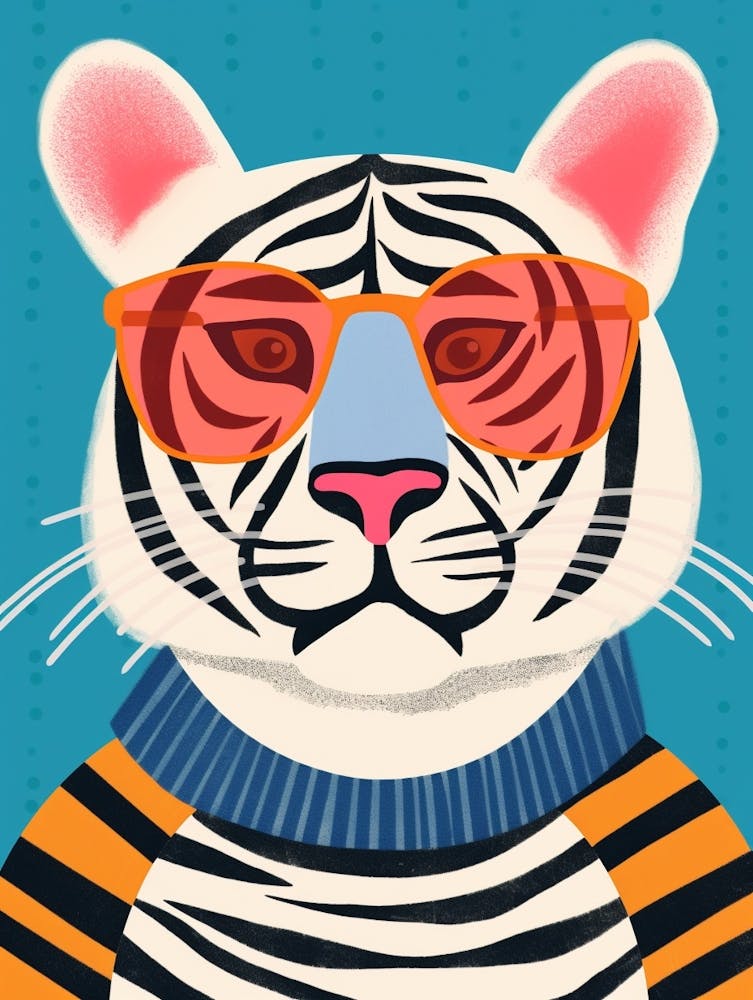 Little Siberian Tiger 1 Wearing Sunglasses