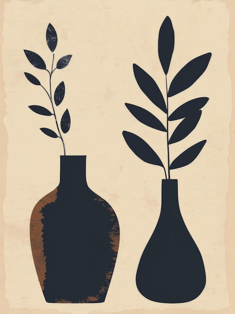 Two Vases With Leaves 5