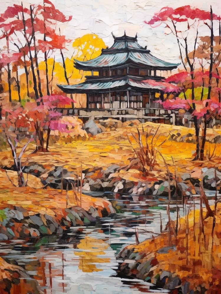 Autumn Gardens Painting Ryoan Ji Garden Japan 5