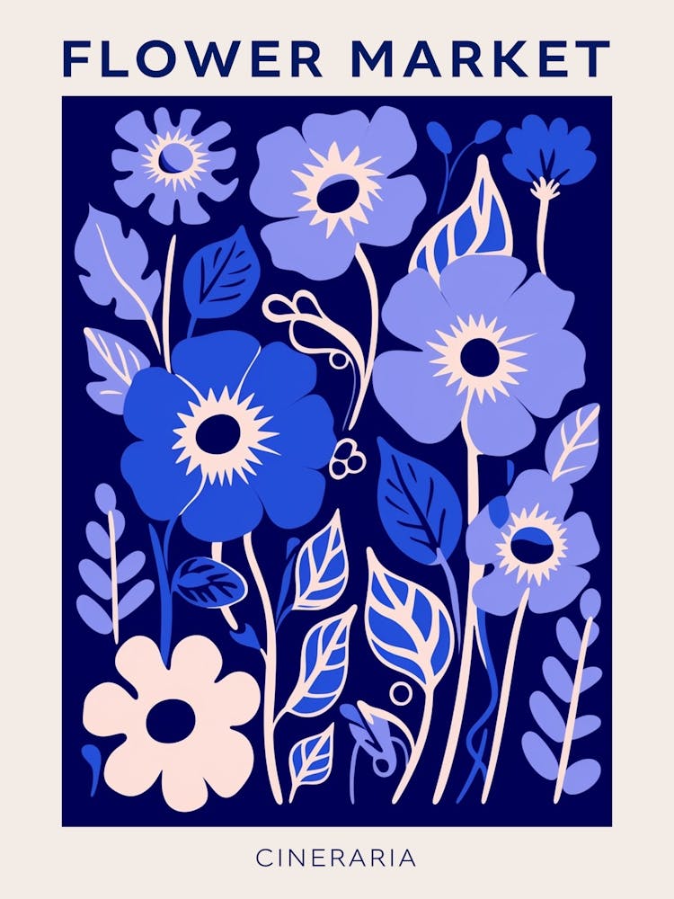 Blue Flower Market Poster Cineraria 1