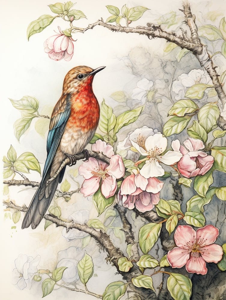 Storybook Animal Watercolour Hummingbird