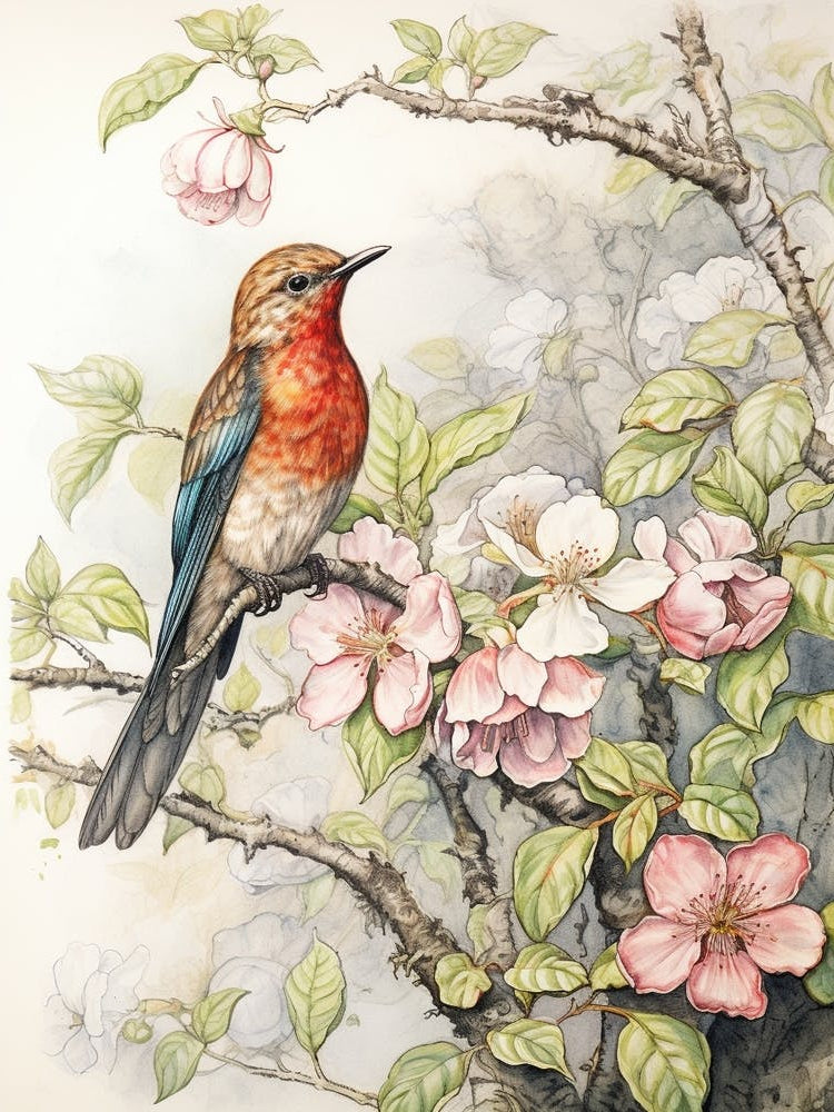 Storybook Animal Watercolour Hummingbird