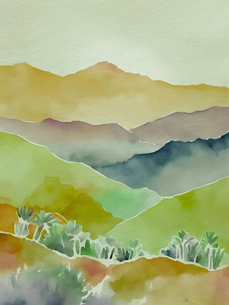 Watercolor Of Mountains 5