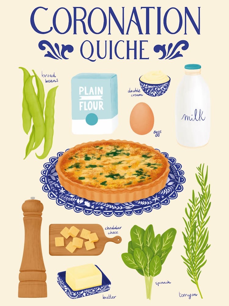 Coronation Quiche Recipe Illustration
