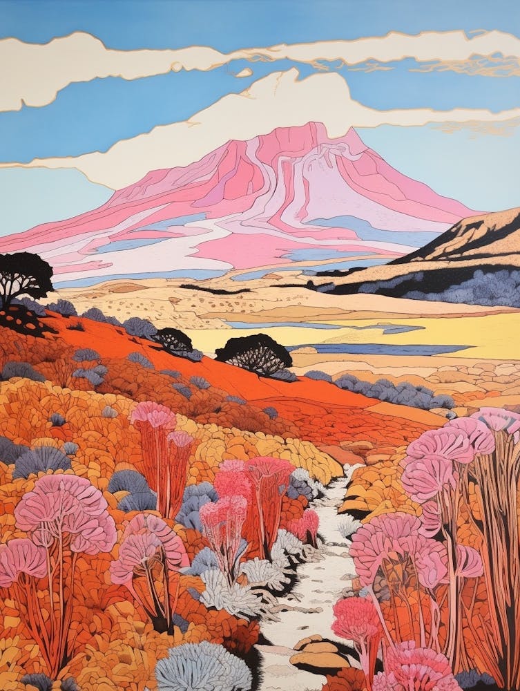 Mount Kilimanjaro Tanzania 1 Colourful Mountain Illustration