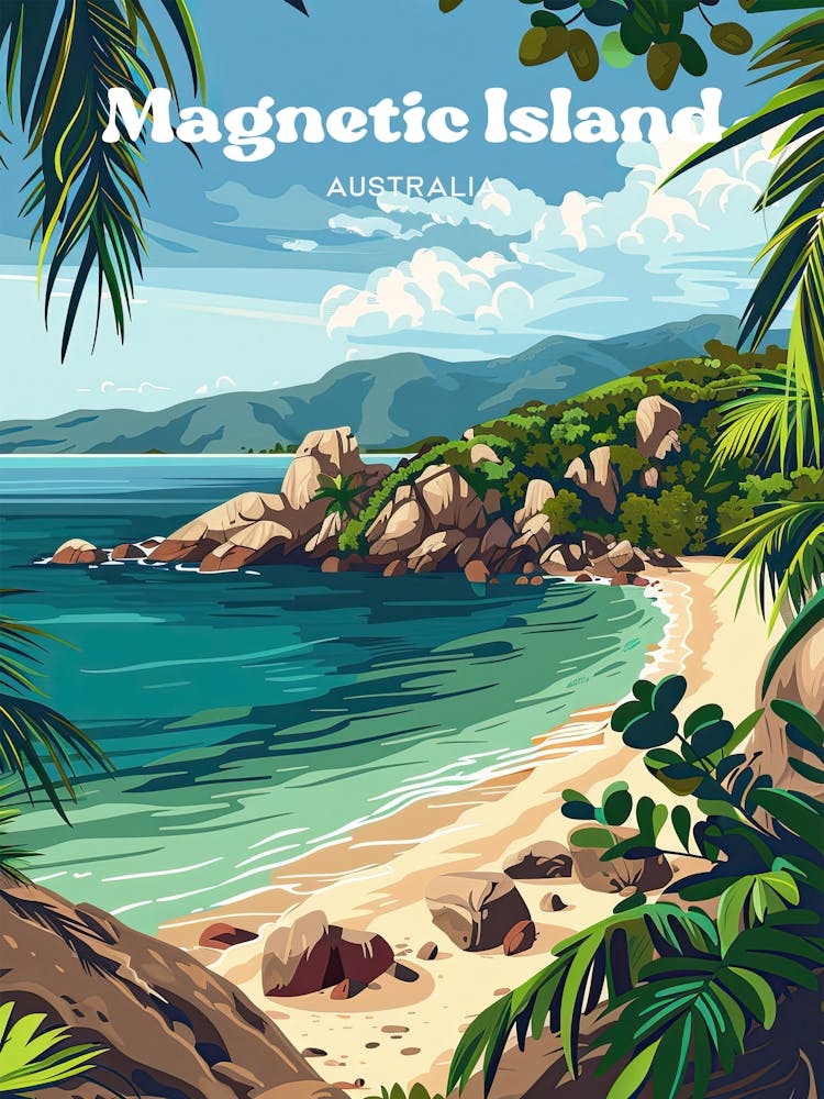 Magnetic Island Australia Coral Reef Travel Illustration