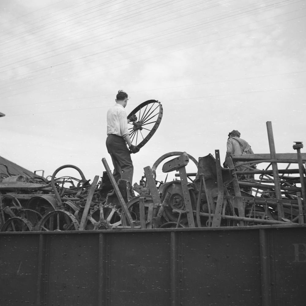 Loading Scrap Iron Onto Railroad Cars, Millville, Wisconsin By Russell Lee