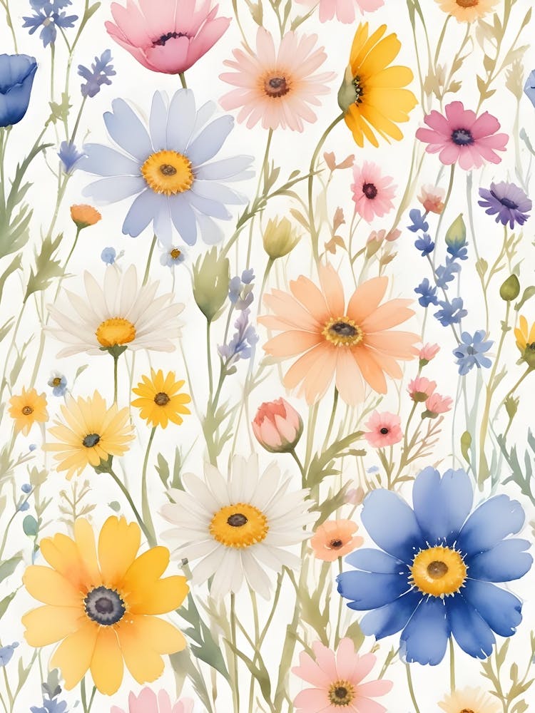 Colorful Flowers Watercolor Painting 2