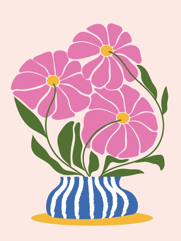 Pink Flowers In A Vase 1