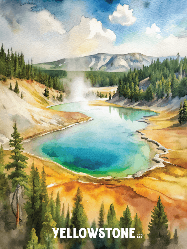 Yellowstone National Park Watercolor Painting