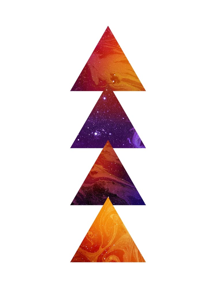 Œuvre d'art en marbre orange triangulaire