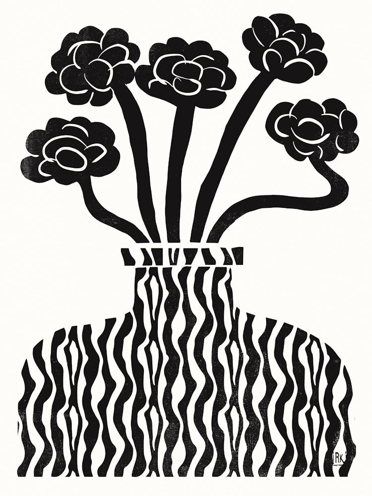 Flowers In an animal print patterned Vase