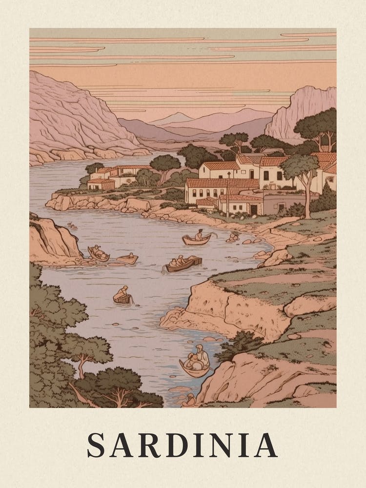 Sardinia Vintage Pink Italy Poster