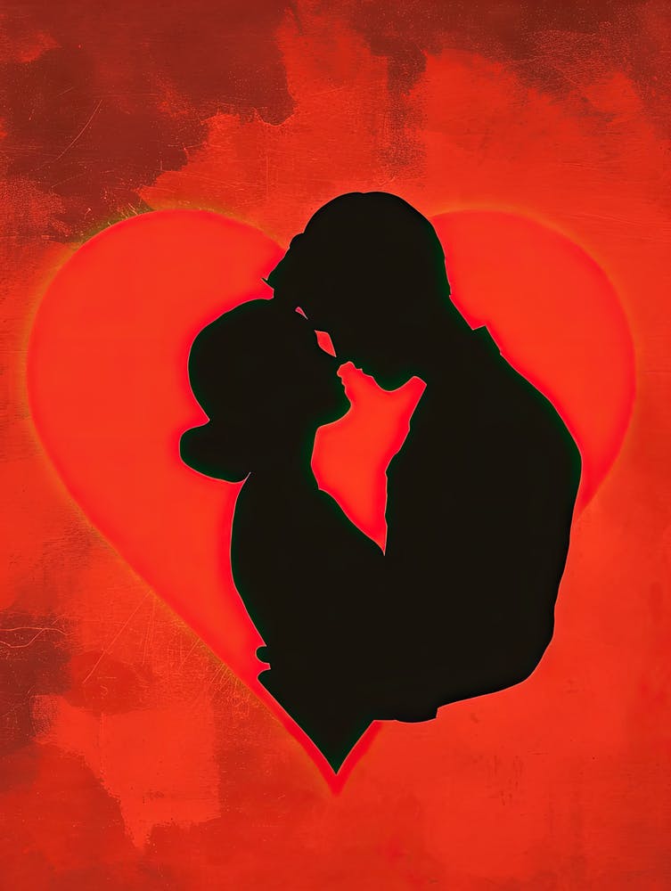 Silhouette Of Couple In Love, Valentine's Day