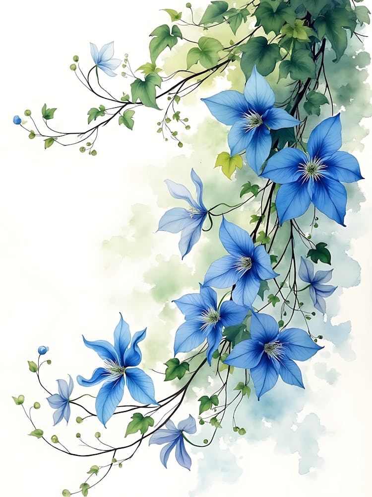 Abstract Blue Botanical Haze