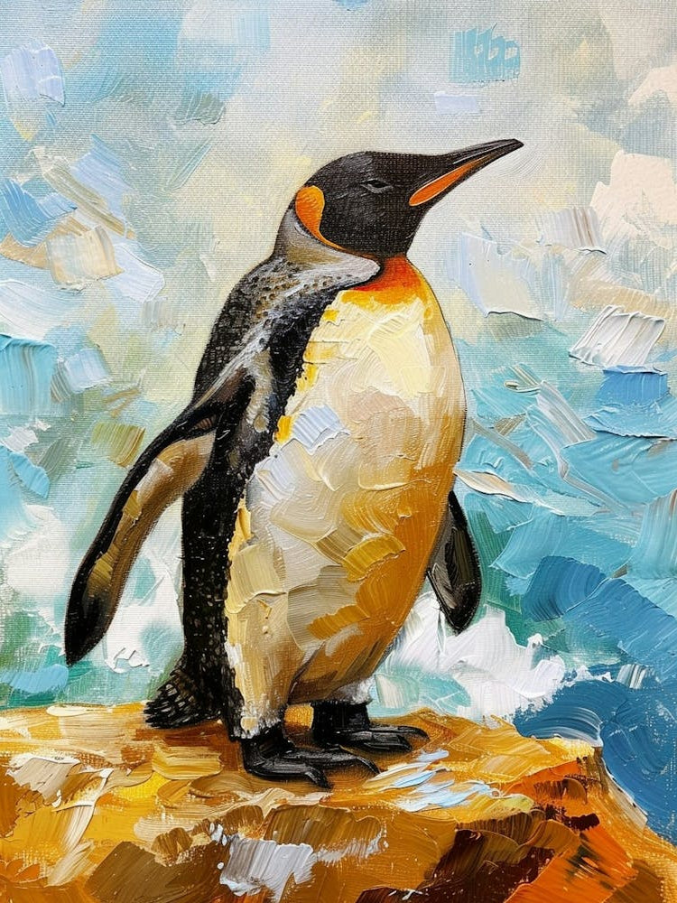 Adlie Penguin Gold Harbour Oil Painting 1