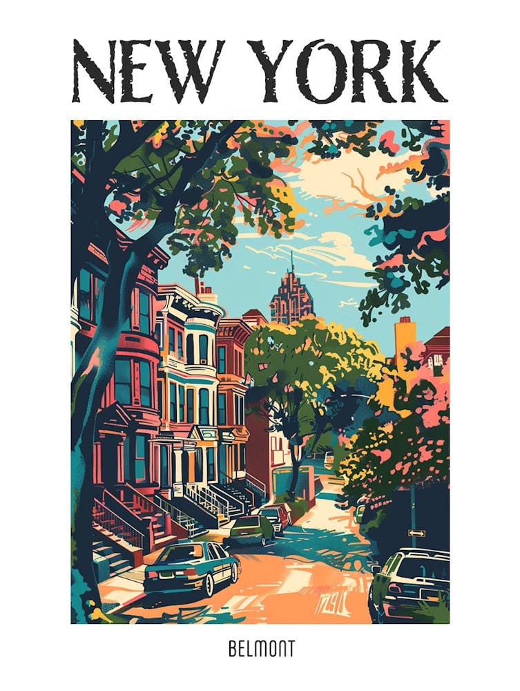 Belmont New York Colourful Silkscreen Illustration 1 Poster