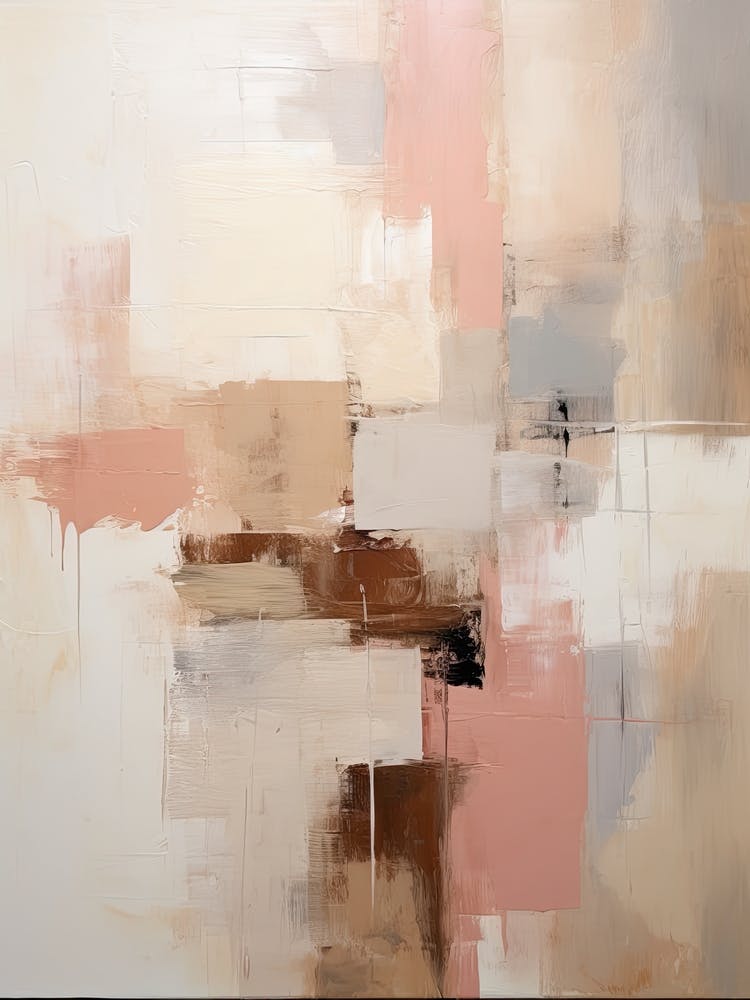 Pink And Brown Abstract Raw Painting 1
