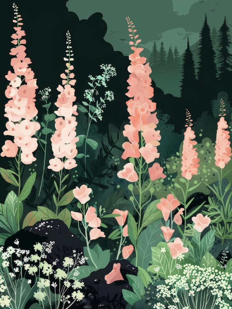 Pink Flowers In The Forest