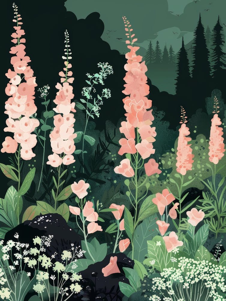 Pink Flowers In The Forest