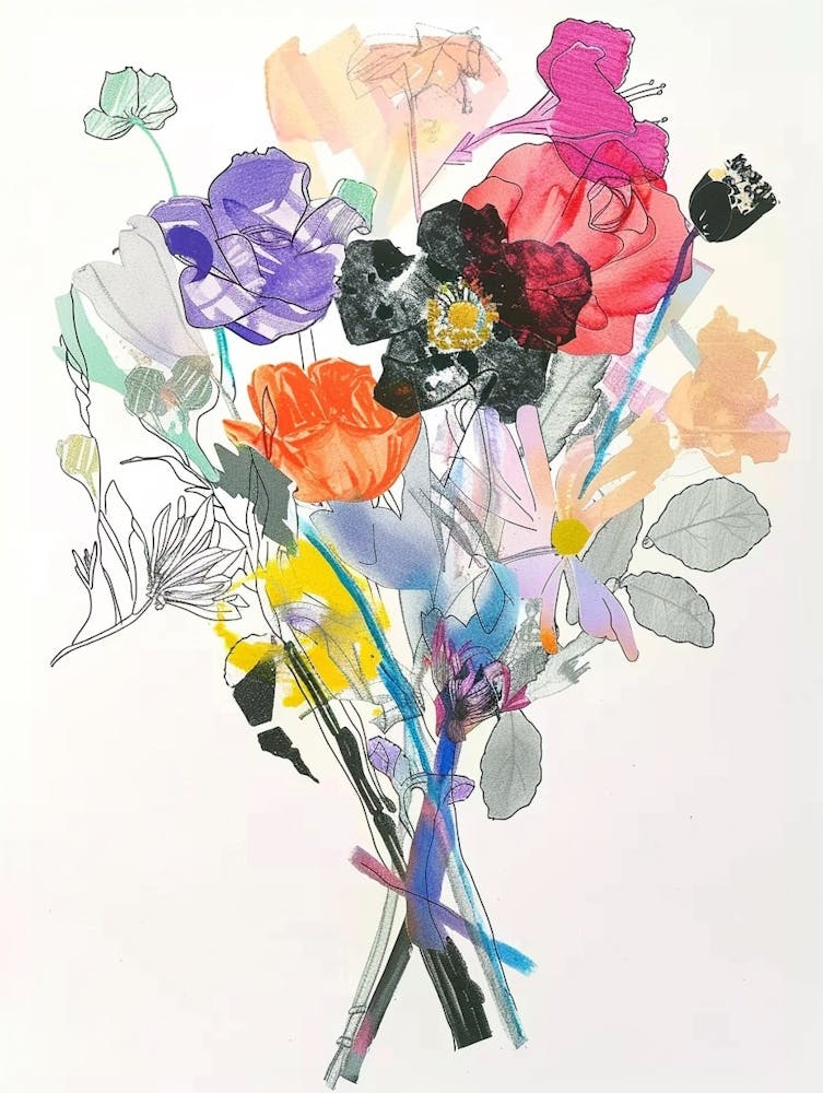 Statice 1 Collage Flower Bouquet