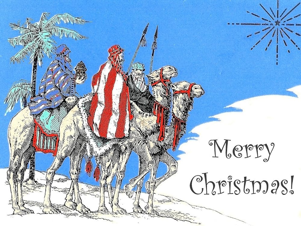 Bedouin On Camels, Vintage Christmas Greeting