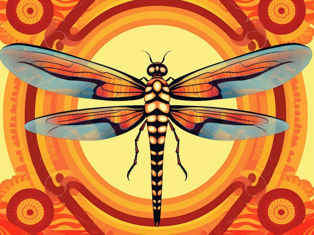 Dragonfly Wandering Gilder Retro Style 4