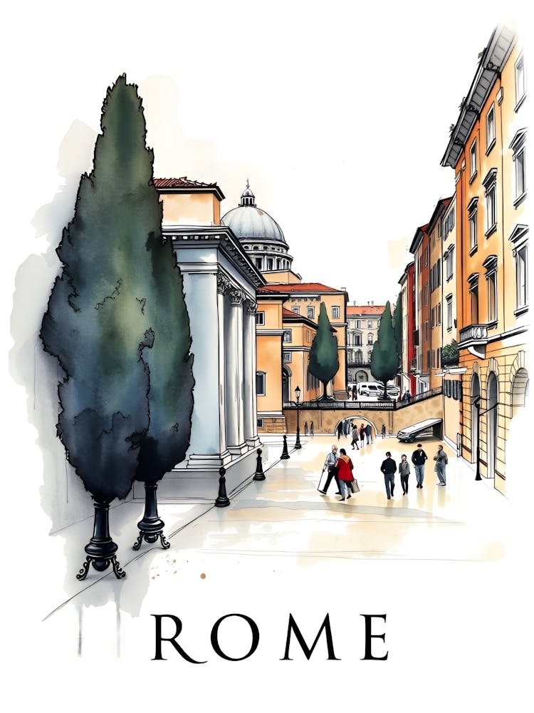 Watercolor Sketch Of Rome